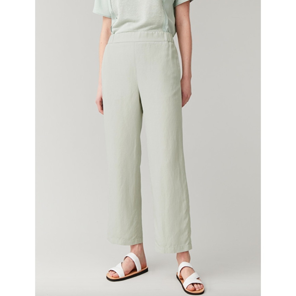 COS Trousers Womens 12 Sage Green Minimalist Lyocell Linen Elastic Waist Pants